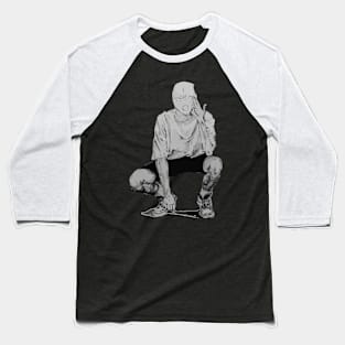 Squat Man Design Baseball T-Shirt